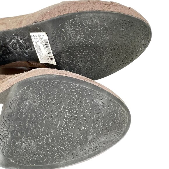 Clarks Collection Womens Narine Flora Pump 7.5 Taupe Leather Suede Cushion Shoes - Picture 13 of 16